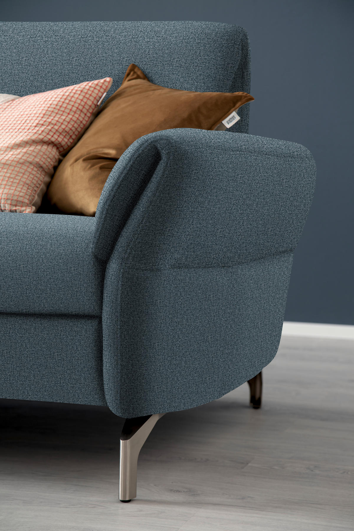 2-SITZER-SOFA in Flachgewebe Blau  - Blau/Nickelfarben, Design, Textil/Metall (186/87/100cm) - Schöner Wohnen