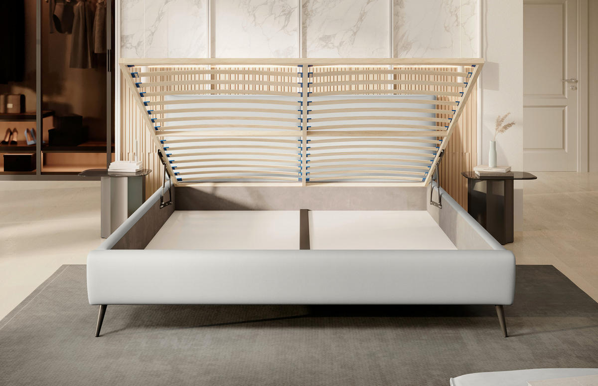 POLSTERBETT 140/200 cm  in Greige  - Greige/Schwarz, Design, Holz/Textil (140/200cm) - Esposa