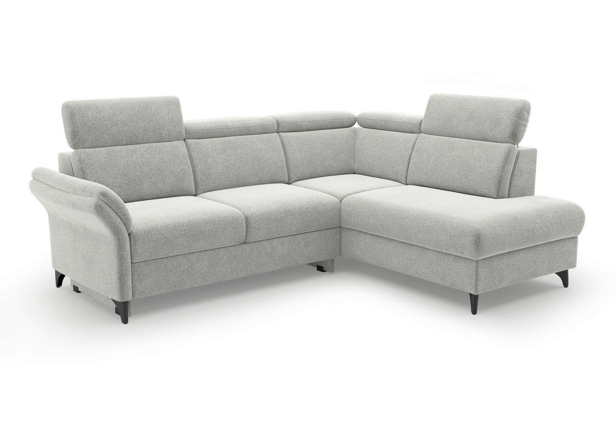 ECKSOFA GLENDALE E in Flachgewebe Hellgrau  247/193 cm  - Hellgrau/Schwarz, KONVENTIONELL, Textil/Metall (247/193cm) - Sit & More
