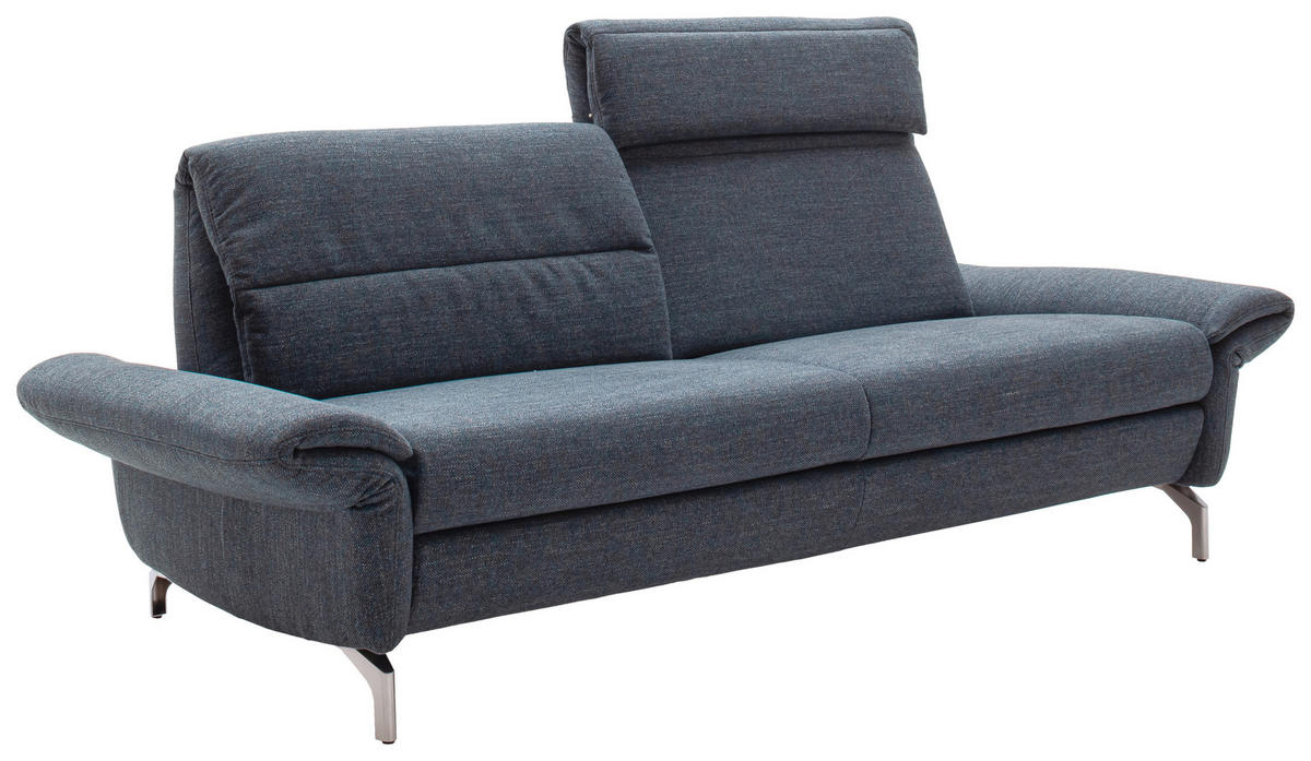 2-SITZER-SOFA Flachgewebe Blaugrau  - Blaugrau/Nickelfarben, Design, Textil/Metall (186/87/100cm) - Schöner Wohnen
