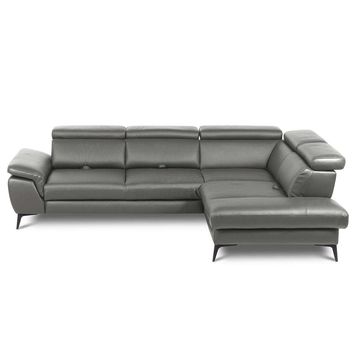 ECKSOFA  in Lederlook Echtleder Anthrazit  274/220 cm  - Anthrazit/Schwarz, Design, Leder/Textil (274/220cm) - Livetastic