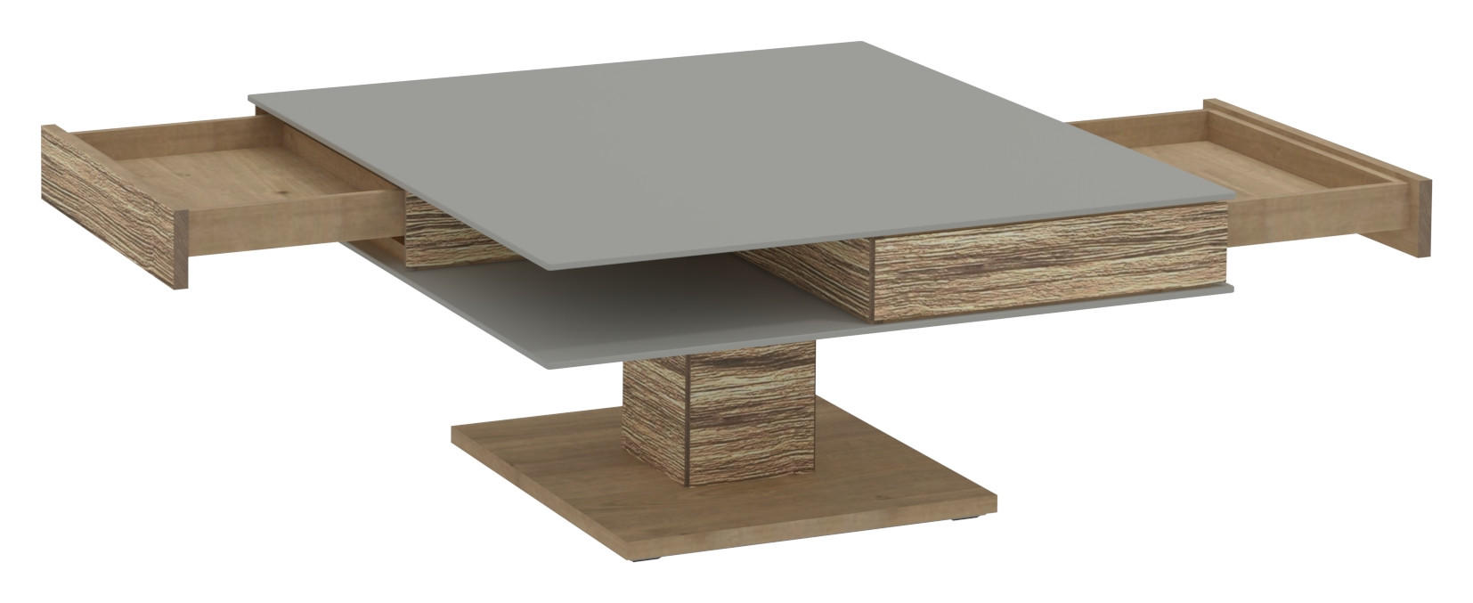 Thumbnail - Voglauer Couchtisch, Grau, Eiche, Holz, Glas, Holzwerkstoff, Wildeiche, furniert, massiv, 2 Schubladen, quadratisch, eck...