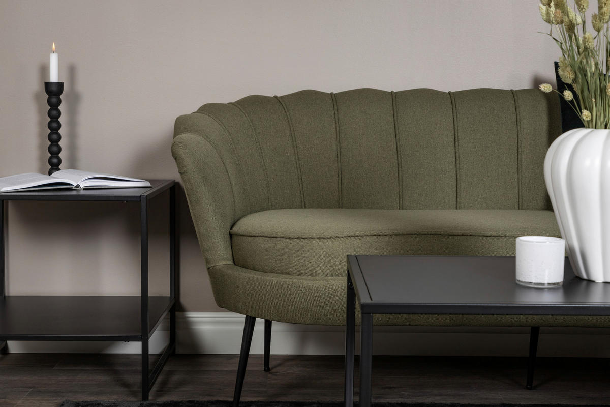2-SITZER-SOFA Schwarz, Olivgrün  - Schwarz/Olivgrün, Design, Textil/Metall (180/78.5/78cm) - Livetastic