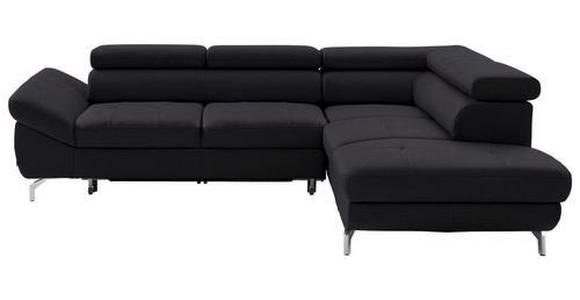 ECKSOFA in Echtleder Dunkelbraun  - Dunkelbraun/Silberfarben, Design, Leder/Metall (270/220cm) - Novel