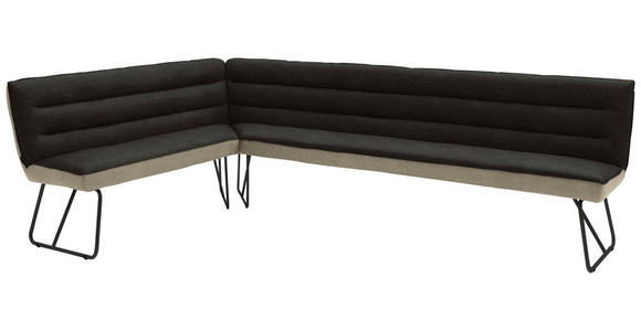 ECKBANK 184/304 cm  in Anthrazit, Schwarz, Greige  - Greige/Anthrazit, Design, Textil/Metall (184/304cm) - Dieter Knoll