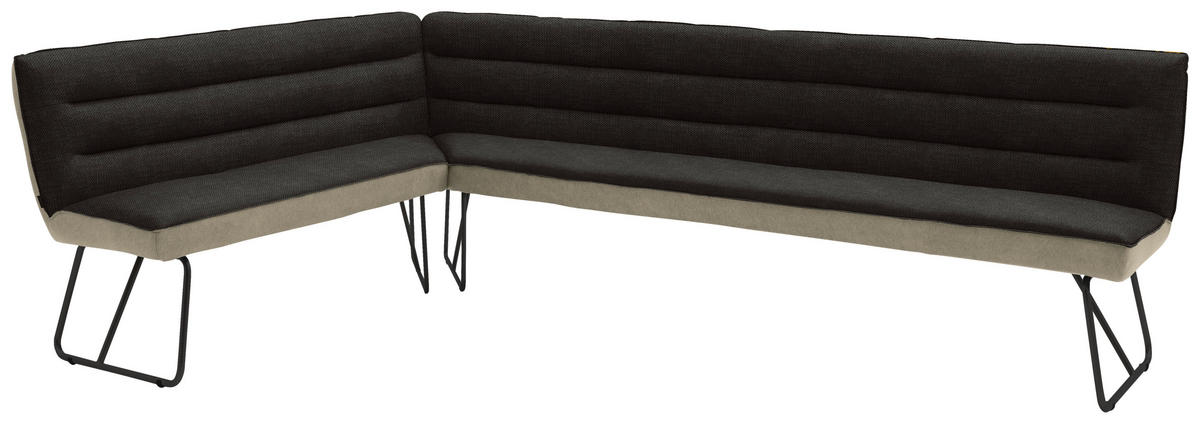 ECKBANK in Metall, Textil Anthrazit, Schwarz, Greige  - Greige/Anthrazit, Design, Textil/Metall (184/264cm) - Dieter Knoll