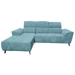 ECKSOFA Türkis Cord Rücken echt, Kopfteilverstellung, Sitzvorzug  - Türkis/Schwarz, KONVENTIONELL, Textil/Metall (196/290cm) - Carryhome