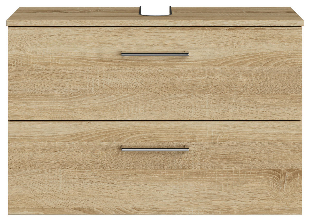 WASCHBECKENUNTERSCHRANK 75/49,8/33,3 cm  - Chromfarben/Eiche Bianco, KONVENTIONELL, Holzwerkstoff/Metall (75/49,8/33,3cm) - Sadena