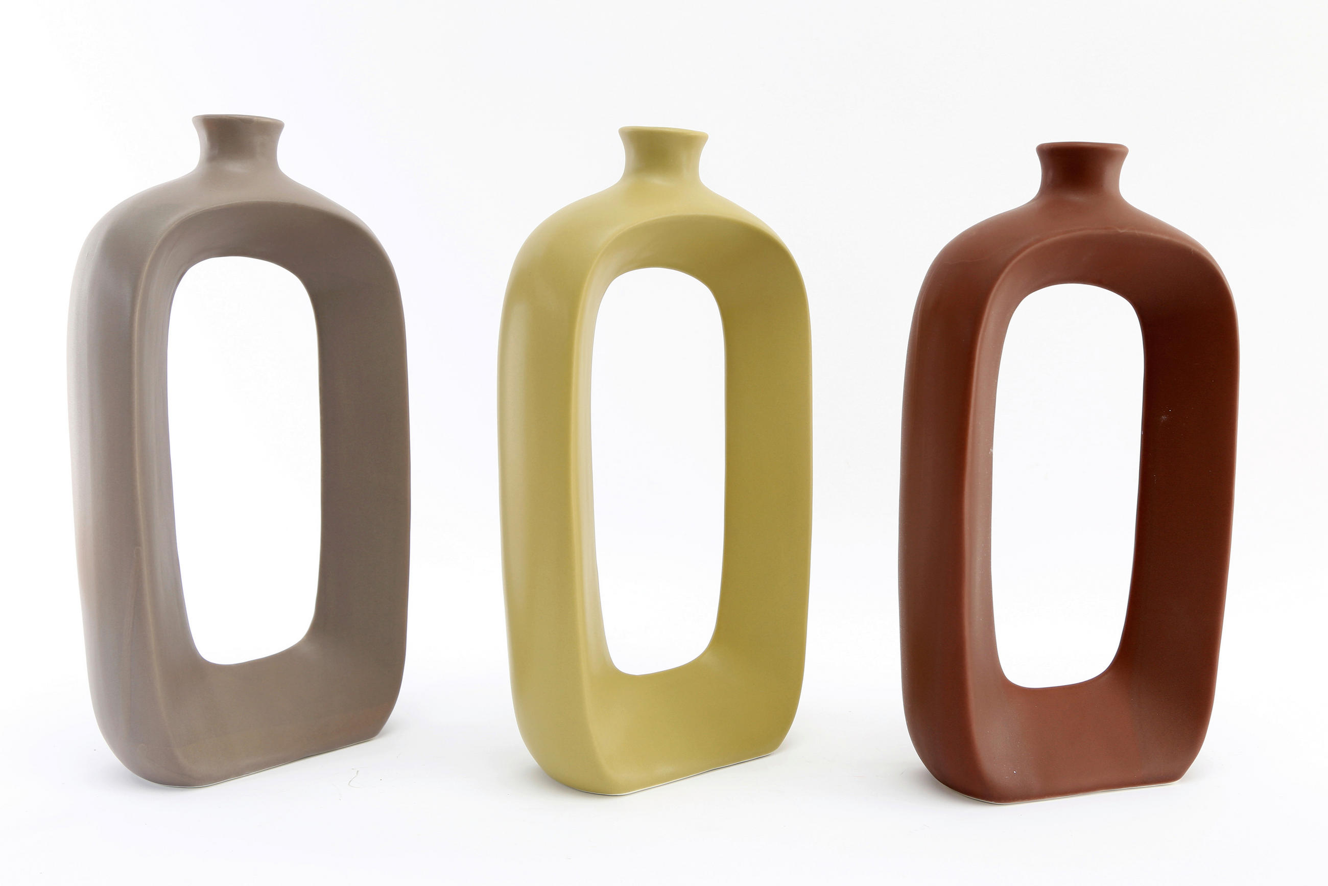 VÁZA, keramika, 30 cm - hnedá/svetlosivá, Basics, keramika (16/30/7cm)