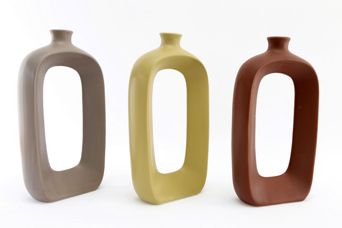 VÁZA, keramika, 30 cm - hnedá/svetlosivá, Basics, keramika (16/30/7cm)