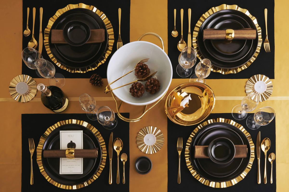 BESTECKSET 24-teilig Edelstahl  - Goldfarben, Basics, Metall - Sambonet