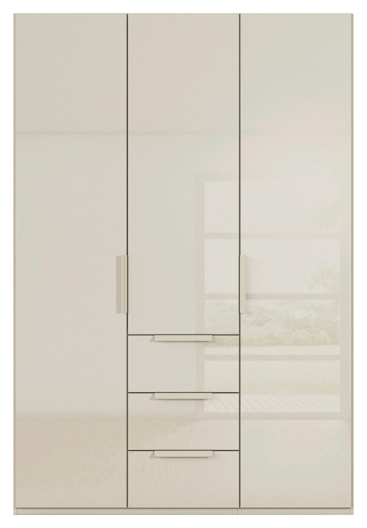 DREHTÜRENSCHRANK 151/223/61 cm,  in Champagner, 3-türig  - Champagner, Basics, Glas/Holzwerkstoff (151/223/61cm) - Novel