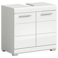 WASCHBECKENUNTERSCHRANK 60/56/34 cm  - Weiß Hochglanz/Silberfarben, MODERN, Holzwerkstoff/Kunststoff (60/56/34cm) - MID.YOU