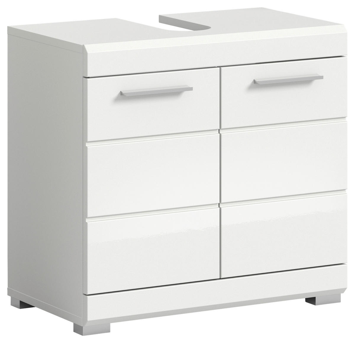 WASCHBECKENUNTERSCHRANK 60/56/34 cm  - Weiß Hochglanz/Silberfarben, MODERN, Holzwerkstoff/Kunststoff (60/56/34cm) - MID.YOU