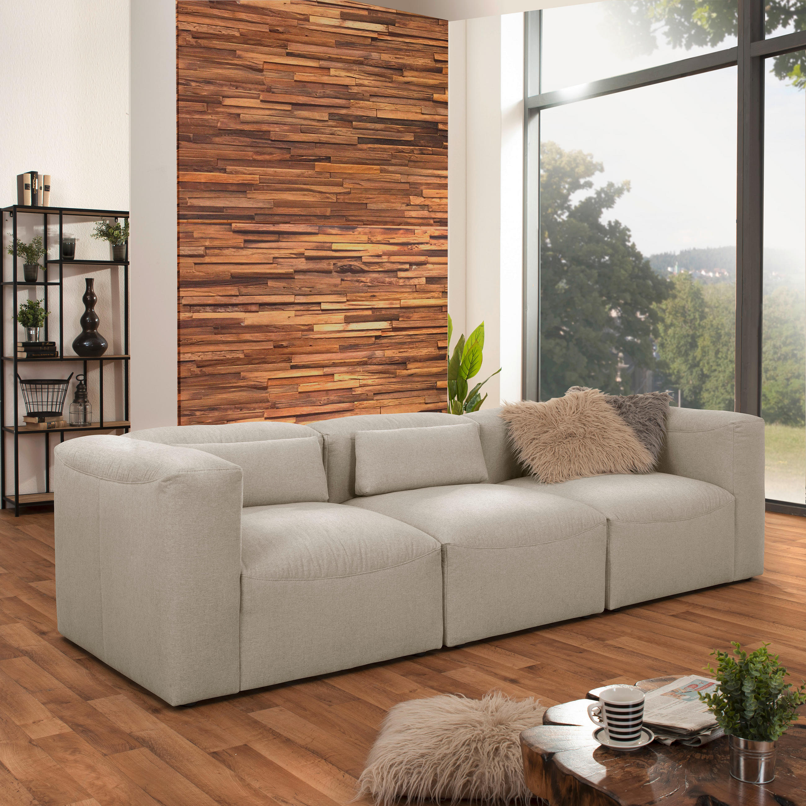 Thumbnail - Max Winzer 3-Sitzer-Sofa, Creme, Textil, 275x73x100 cm, Goldenes M, Made in Germany, Rücken echt, Wohnzimmer, Sofas & Co...