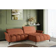 ECKSOFA Rostfarben Flachgewebe Rücken echt, Kopfteilverstellung, Sitztiefenverstellung  - Rostfarben/Schwarz, KONVENTIONELL, Textil/Metall (272/175cm) - Carryhome