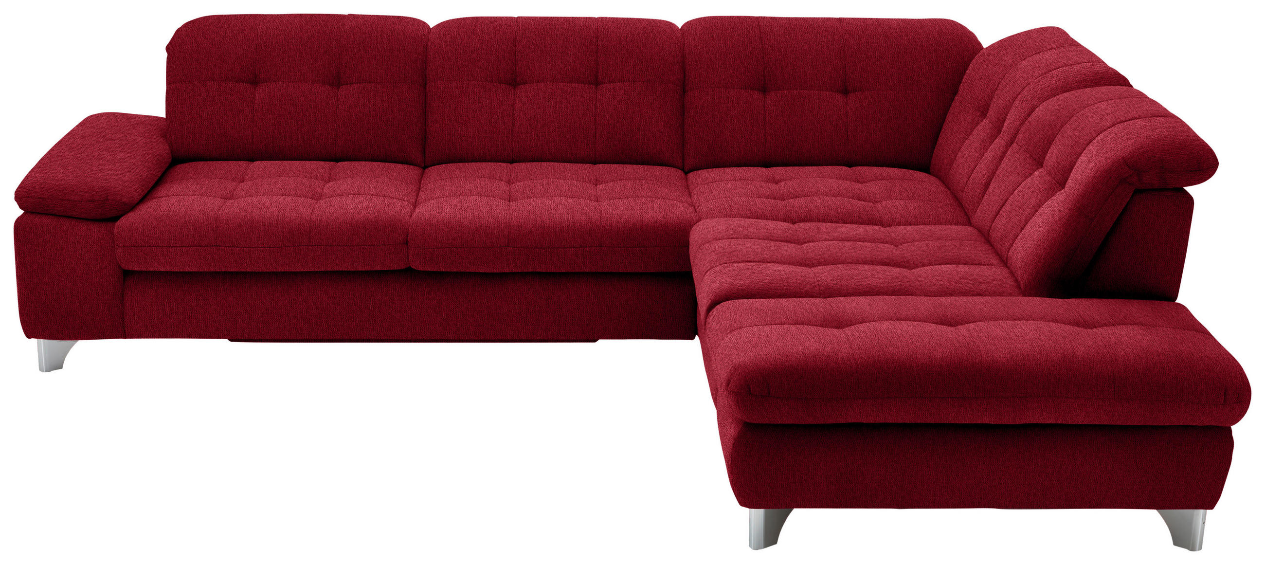 ECKSOFA in Chenille Rot  - Chromfarben/Rot, Design, Textil/Metall (310/260cm) - Beldomo Speed