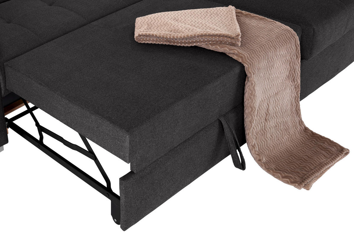ECKSOFA in Velours Graphitfarben  - Silberfarben/Graphitfarben, Design, Holz/Textil (292/183cm) - Livetastic