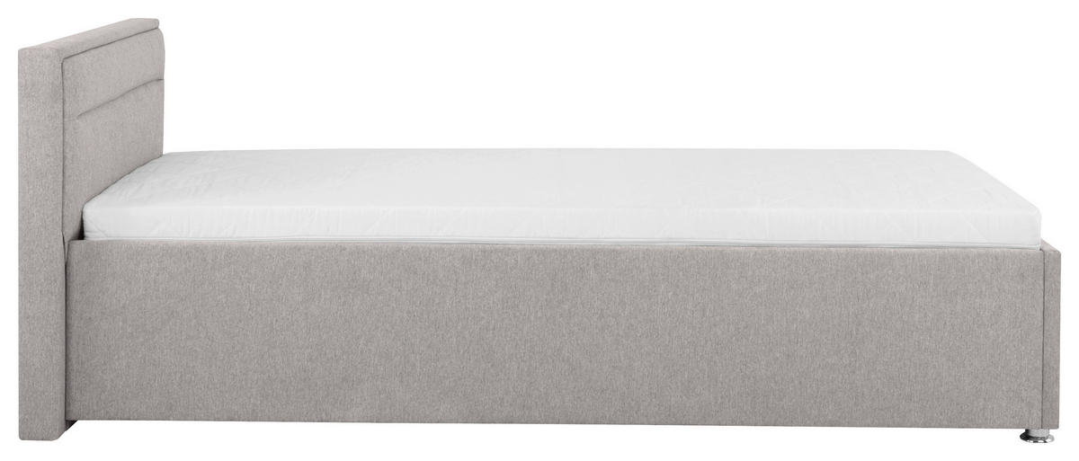 POLSTERBETT Matratze, Lattenrost, Bettkasten Hellgrau 90/200 cm  - Hellgrau, MODERN, Holz/Kunststoff (90/200cm) - MID.YOU