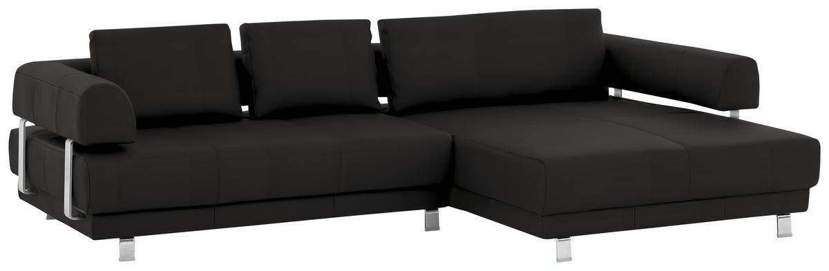 ECKSOFA in Echtleder Dunkelbraun  - Dunkelbraun, Design, Leder/Metall (307/188cm)