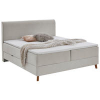 BOXSPRINGBETT 180/200 cm,  in Beige, Bettkasten, Topper, H3 = fest  - Eichefarben/Beige, Design, Holz/Textil (180/200cm) - Boxxx