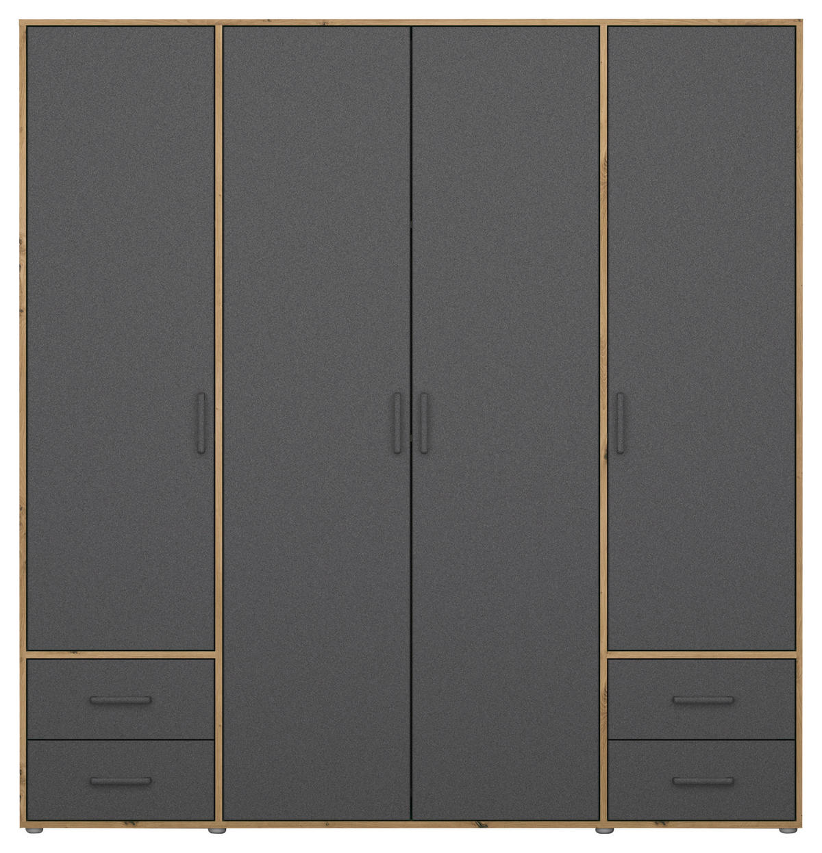 DREHTÜRENSCHRANK in Grau, Eiche Artisan  - Eiche Artisan/Grau, Modern, Holzwerkstoff/Kunststoff (187/194/53cm) - Rauch Möbel