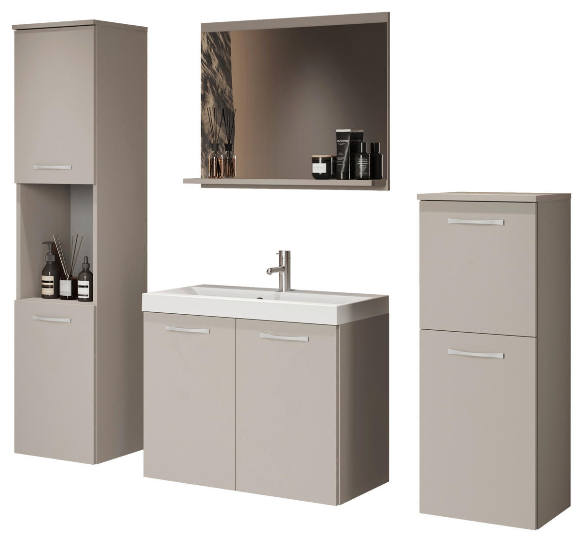 BADEZIMMER 5-teilig  in 120,4 cm  - Kaschmir/Beige, LIFESTYLE, Keramik/Holzwerkstoff (120,4cm) - P & B