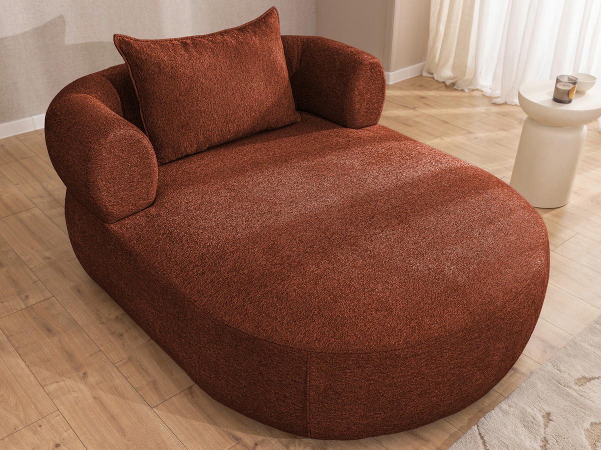 XXL-SESSEL Chenille Rostfarben    - Rostfarben/Schwarz, Design, Kunststoff/Textil (122/76/156cm) - Livetastic