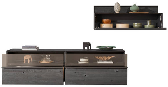 WOHNWAND in Anthrazit 308/151/49 cm - Anthrazit/Schwarz, Design, Glas/Holz (308/151/49cm) - Johann Jakob