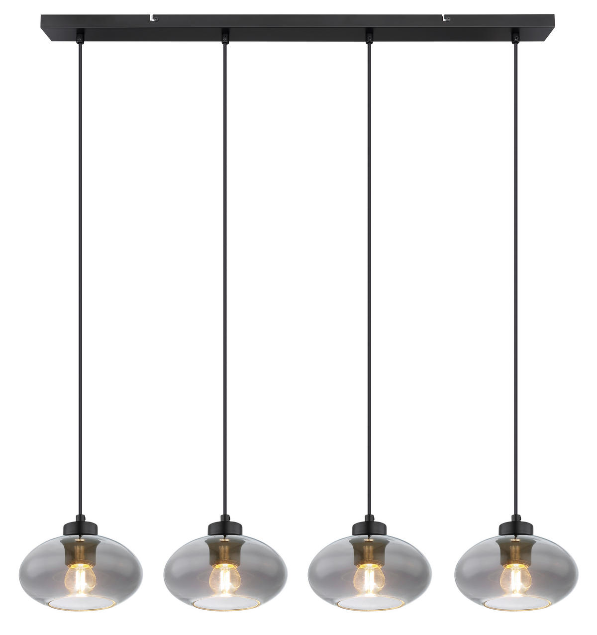 HÄNGELEUCHTE 96/18/120 cm  - Schwarz/Grau, Basics, Glas/Kunststoff (96/18/120cm) - Globo