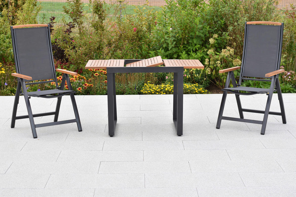 GARTENSET 3-teilig  - Graphitfarben/Akaziefarben, MODERN, Holz/Textil - Gardenson