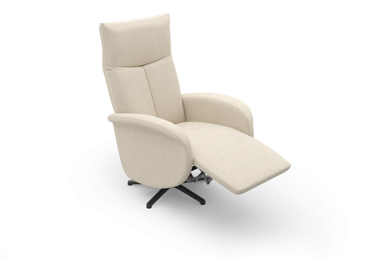 RELAXSESSEL GLENDALE E Chenille Kopfteilverstellung, Rücken echt    - Sandfarben/Schwarz, KONVENTIONELL, Textil/Metall (75/112/82cm) - Sit & More