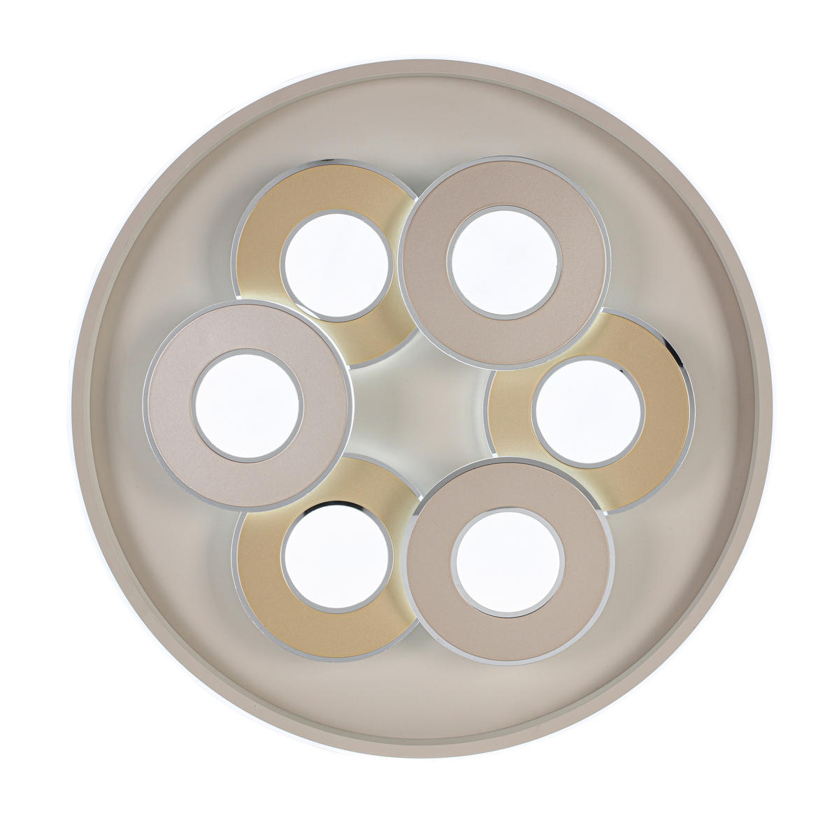 LED-DECKENLEUCHTE Ilok 50/5 cm  - Sandfarben/Chromfarben, Design, Kunststoff/Metall (50/5cm) - Novel