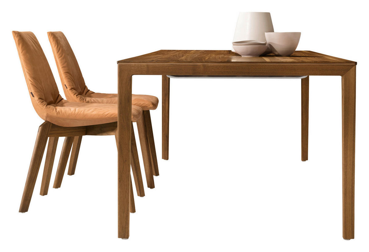 ESSTISCH in Holz, Metall 160(260)/100/75 cm  - Edelstahlfarben/Nussbaumfarben, Design, Holz/Metall (160(260)/100/75cm) - Team 7