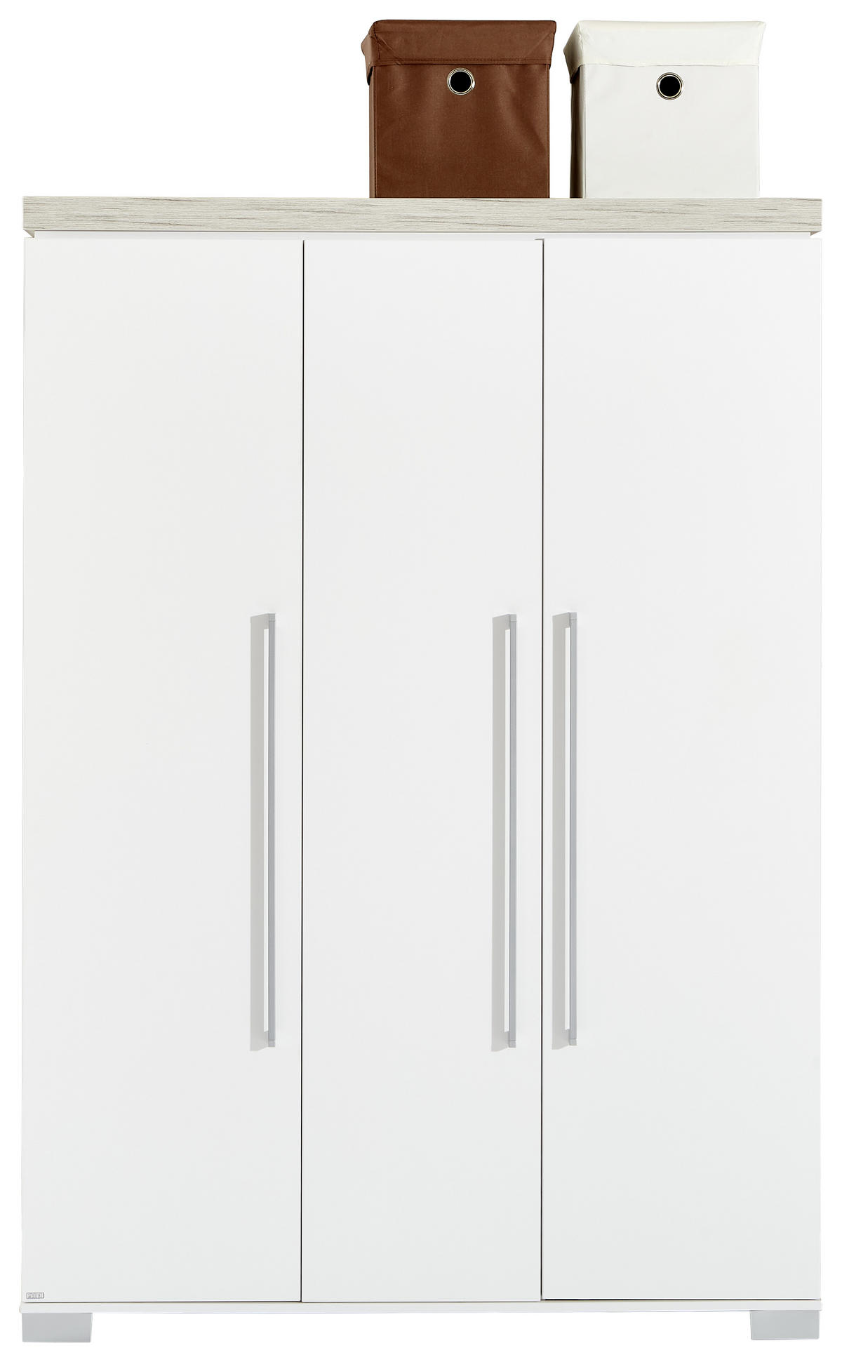 BABYKLEIDERSCHRANK Kira Grau, Weiß, Eichefarben  - Eichefarben/Silberfarben, KONVENTIONELL, Holzwerkstoff/Metall (135,3/193,1/55,6cm) - Paidi