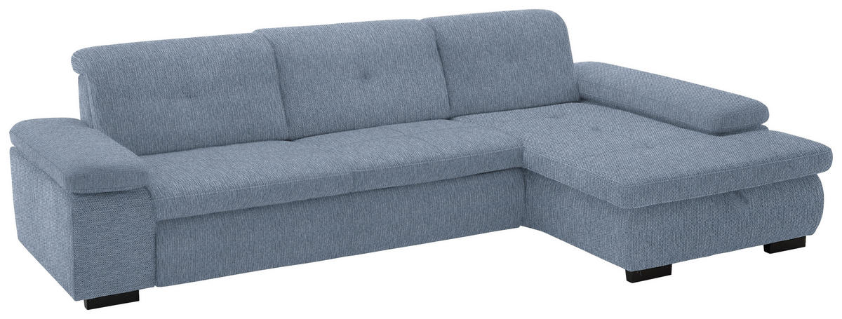 ECKSOFA in Flachgewebe Blau  - Blau/Schwarz, Design, Textil/Metall (297/174cm) - Beldomo Style