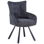 ARMLEHNSTUHL drehbar Webstoff Grau Eisen Sitzfläche 360° drehbar  - Grau, Design, Textil/Metall (60/90/63cm) - Hom`in