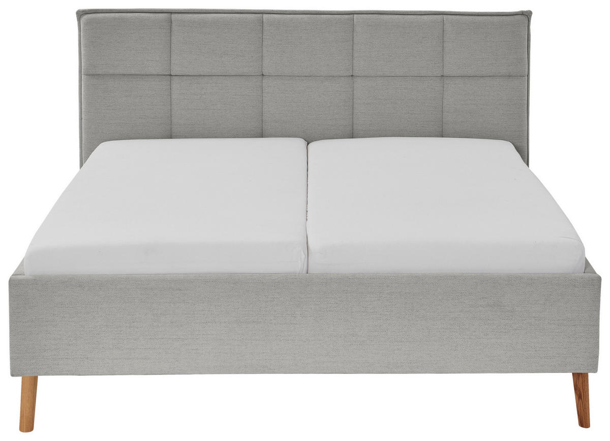POLSTERBETT 160/200 cm  in Hellgrau  - Eichefarben/Hellgrau, Design, Holz/Textil (160/200cm) - Xora