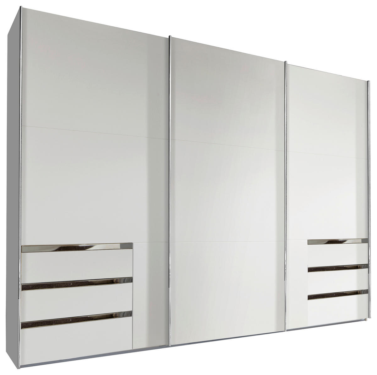 SCHWEBETÜRENSCHRANK in Weiss  - Chromfarben/Weiss, Modern, Holzwerkstoff/Metall (300/216/65cm) - MID.YOU