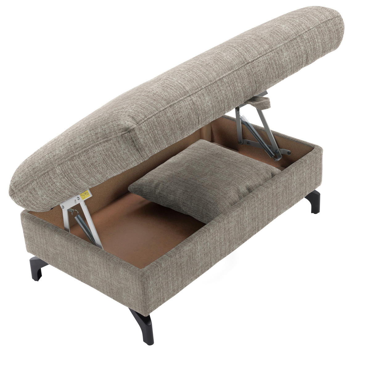 ECKSOFA in Flachgewebe, Leinenoptik Hellbraun  - Hellbraun/Schwarz, Modern, Textil/Metall (247/208cm) - Xora