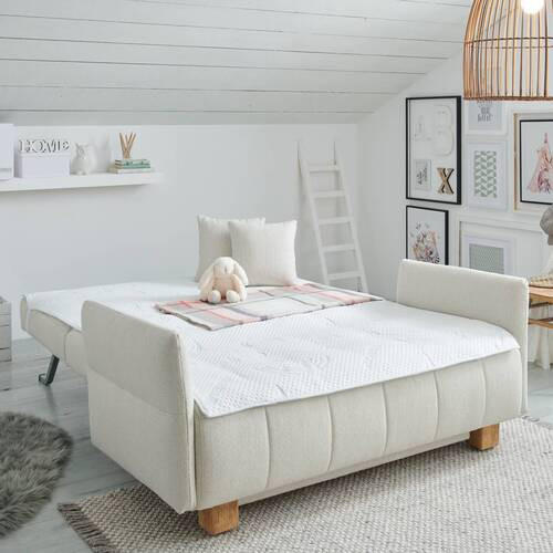 SOFA LEŽAJ bela  - bela/prirodna boja, Dizajnerski, tekstil/drvo (145/92/102cm) - Novel