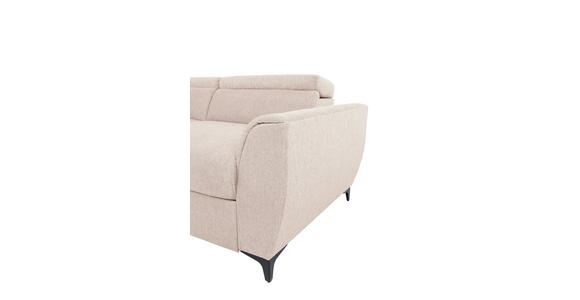 ECKSOFA Creme Velours Bettkasten, Schlaffunktion, Rücken echt, Kopfteilverstellung, Liegefläche im Originalstoff  - Creme/Schwarz, KONVENTIONELL, Textil/Metall (217/255cm) - Carryhome