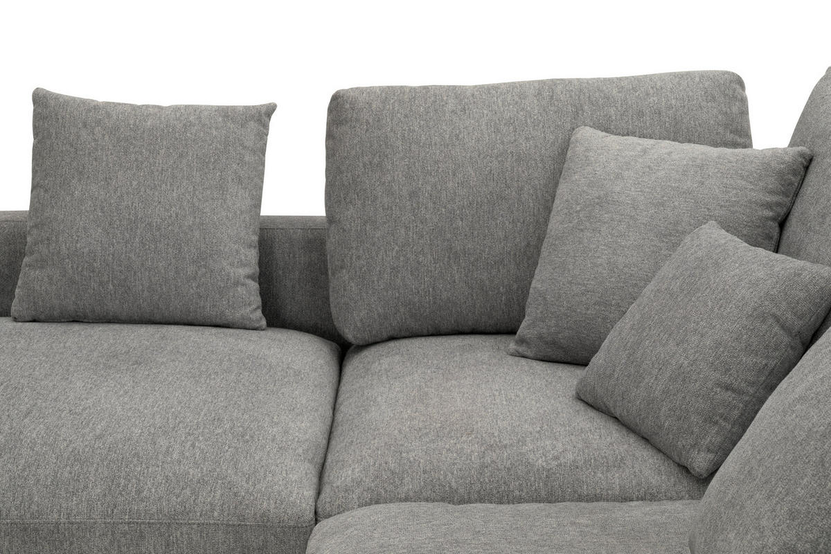 ECKSOFA Grau Webstoff  - Schwarz/Grau, Design, Textil/Metall (212/323cm) - Livetastic