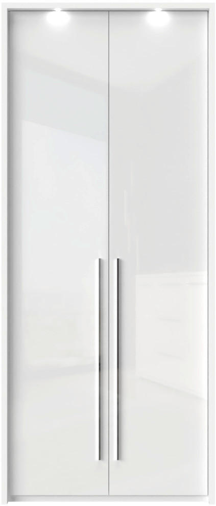 ORMAR SA KLASIČNIM VRATIMA  97/226/60 cm  - bela visoki sjaj/bela, Dizajnerski, pločasti materijal/plastika (97/226/60cm)