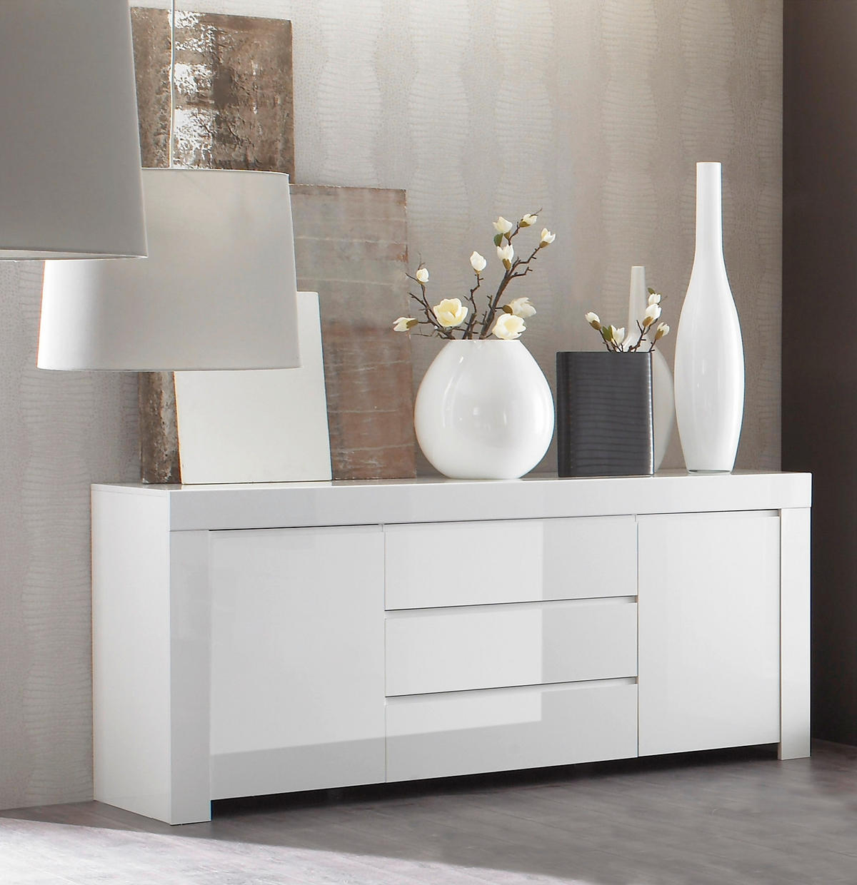 SIDEBOARD  190/84/50 cm 3 Schublade(n)  - Weiß Hochglanz, Design, Holzwerkstoff/Kunststoff (190/84/50cm) - MID.YOU