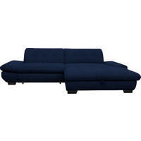 ECKSOFA in Mikrofaser Blau  - Blau/Schwarz, Design, Textil/Metall (290/198cm) - Xora