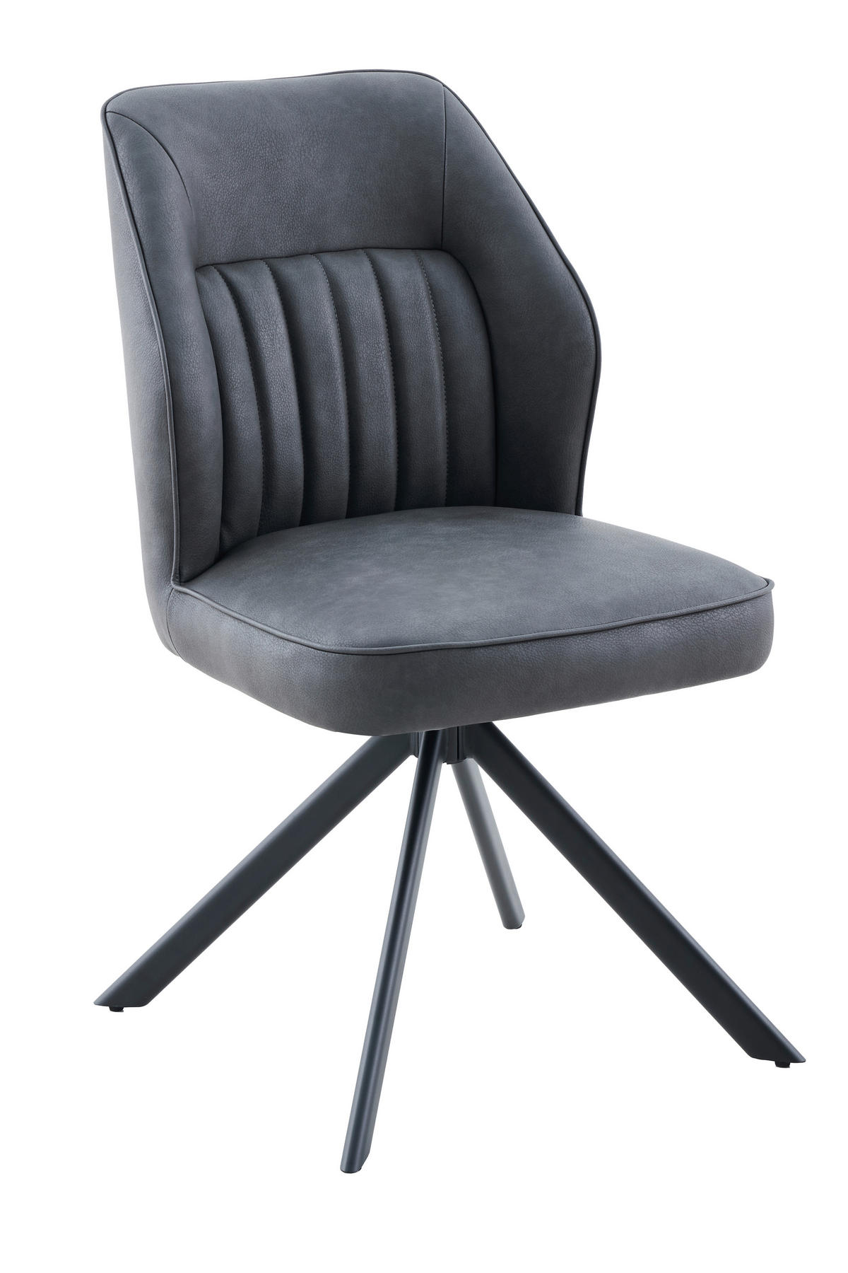 STUHL-SET 2 Stück erweiterbar, Sitzfläche 360° drehbar Lederlook  - Anthrazit/Schwarz, MODERN, Textil/Metall (51/92/65cm) - MID.YOU