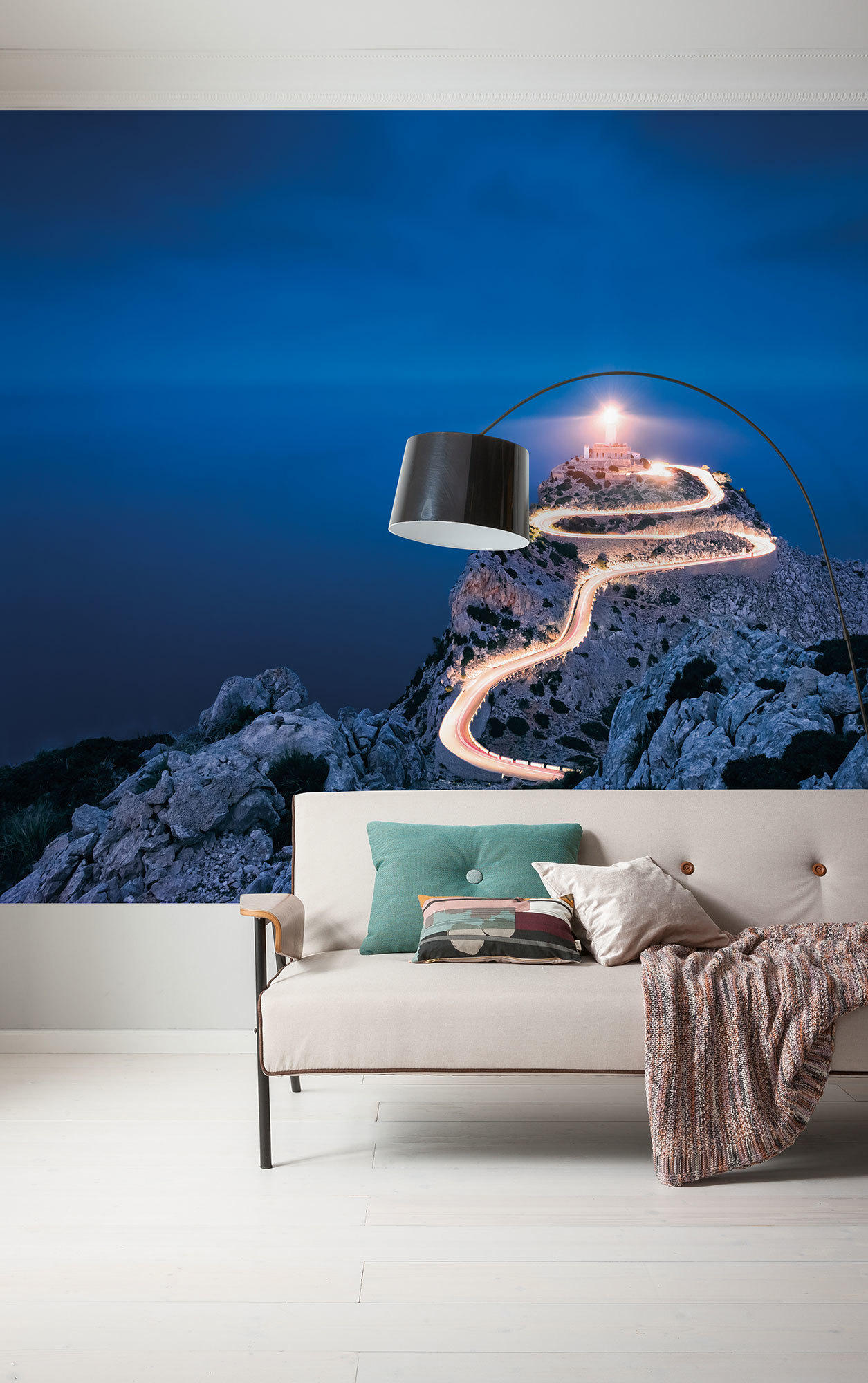 VLIESTAPETE Cap Formentor  - Blau/Grau, Design (200/150cm) - Komar