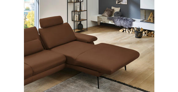 ECKSOFA in Echtleder Hellbraun  310/180 cm  - Hellbraun/Schwarz, Design, Leder/Metall (310/180cm) - Dieter Knoll