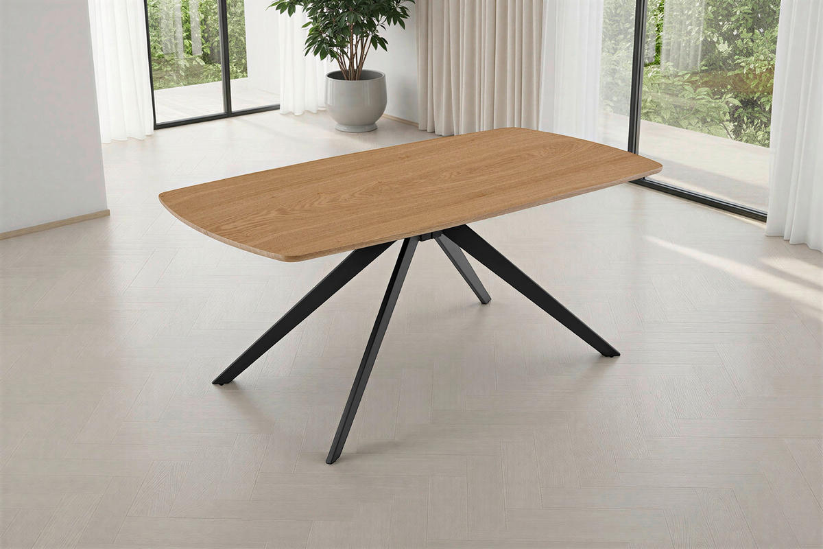 ESSTISCH 160/90/75 cm Echtholz, Nachbildung  Metall, Holzwerkstoff rechteckig Eichefarben  - Eichefarben, MODERN, Holzwerkstoff/Metall (160/90/75cm) - MID.YOU